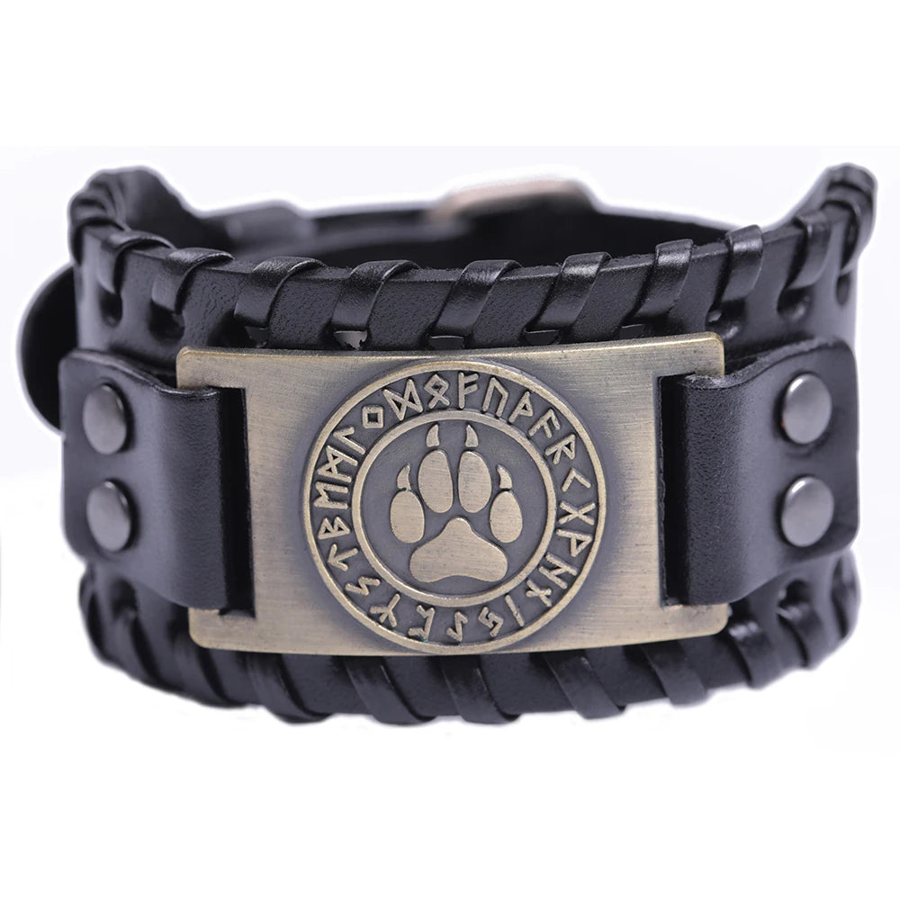 Pulseira Viking em Couro – Força, Proteção e Espírito Guerreiro