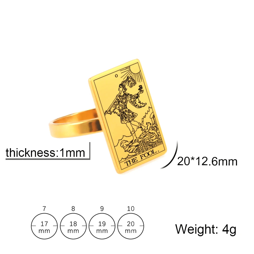 Anel Arcanos do Tarô em Aço Inoxidável com Banho de Ouro 18k – Energia dos Arcanos Maiores