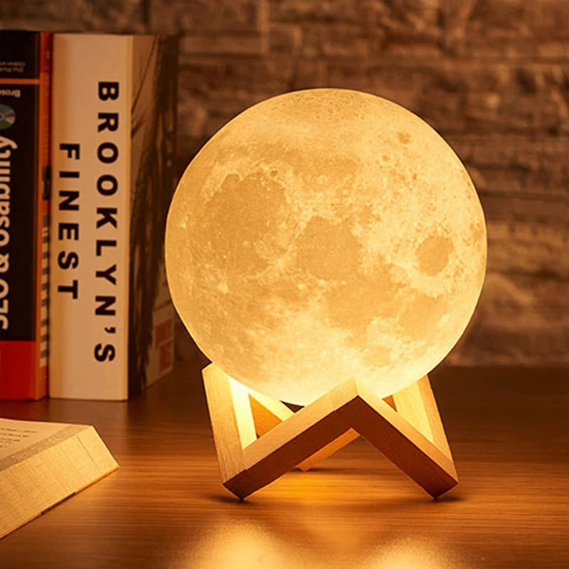 Luminária Lua 3D com LED – Luz Noturna Decorativa com  Cores para Quarto e Presente Criativo