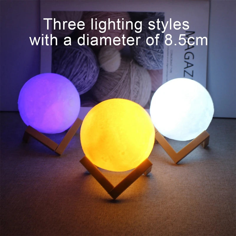Luminária Lua 3D com LED – Luz Noturna Decorativa com  Cores para Quarto e Presente Criativo