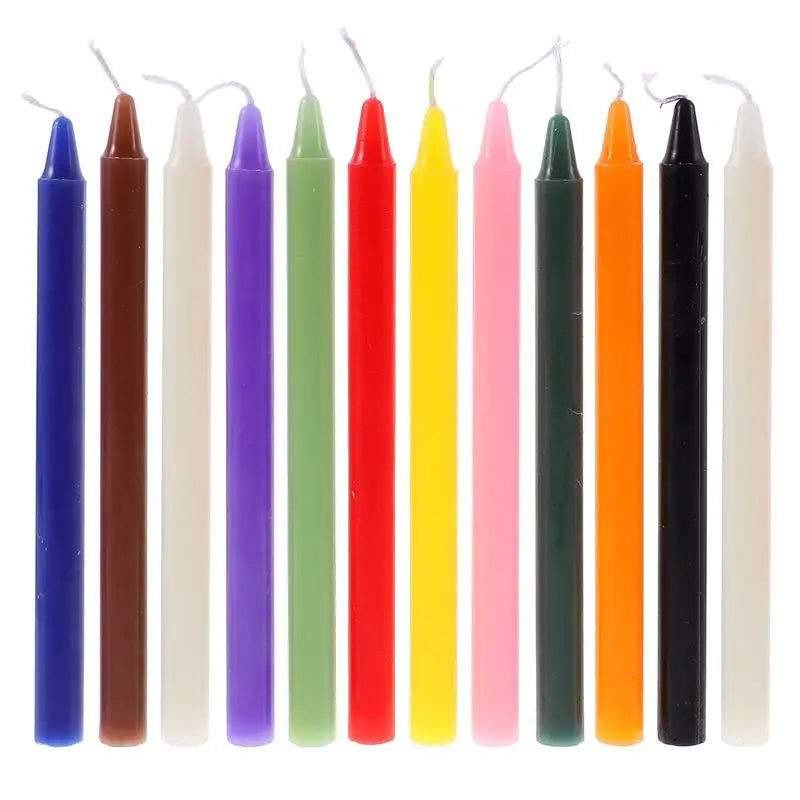 Velas Colorida – 12 Unidades | Energia, Intenção e Decoração Espiritual