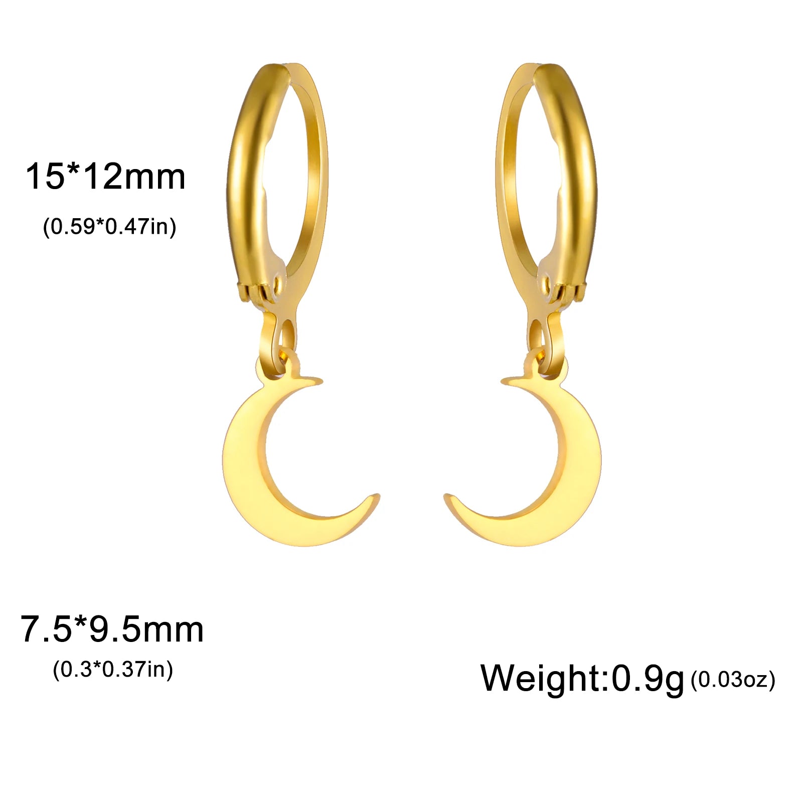 Brincos Lua ou estrela Skyrim – Argolas Femininas em Aço Inoxidável Dourado | Estilo Místico & Minimalista