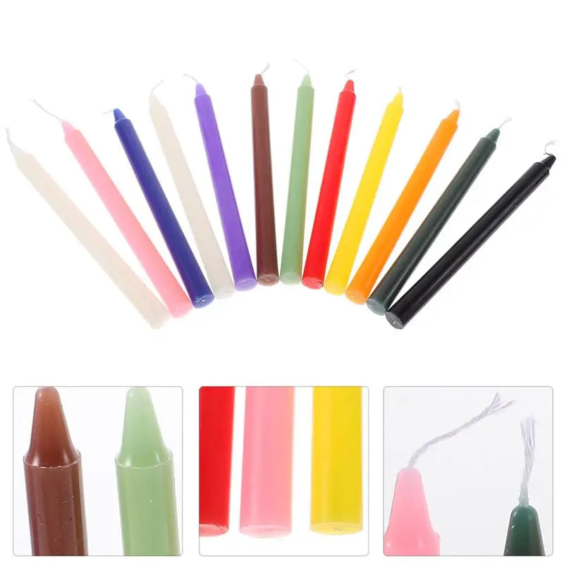 Velas Colorida – 12 Unidades | Energia, Intenção e Decoração Espiritual