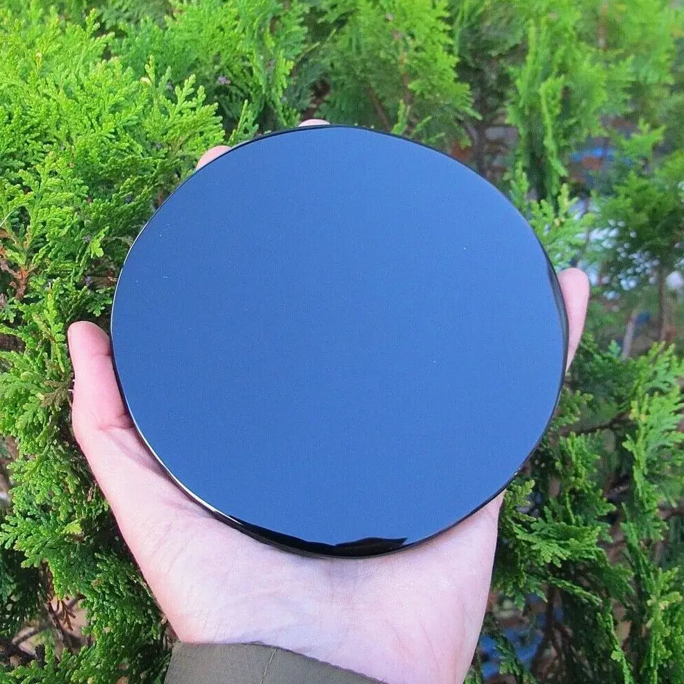 Espelho de Obsidiana Negra Natural – Vidência, Proteção e Decoração Mística