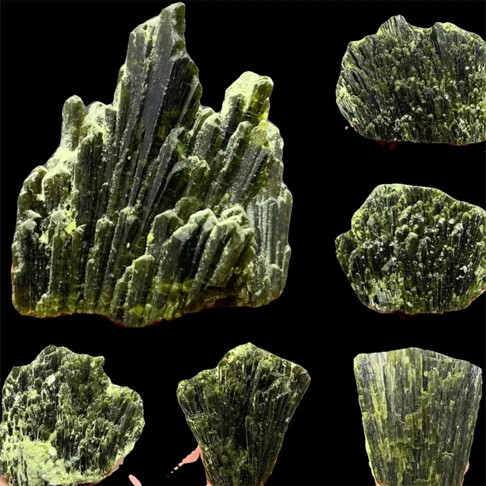 Turmalina Verde Natural com Epidoto – Pedra Espiritual para Energia, Decoração e Reiki | Cristal Curativo e Ornamental