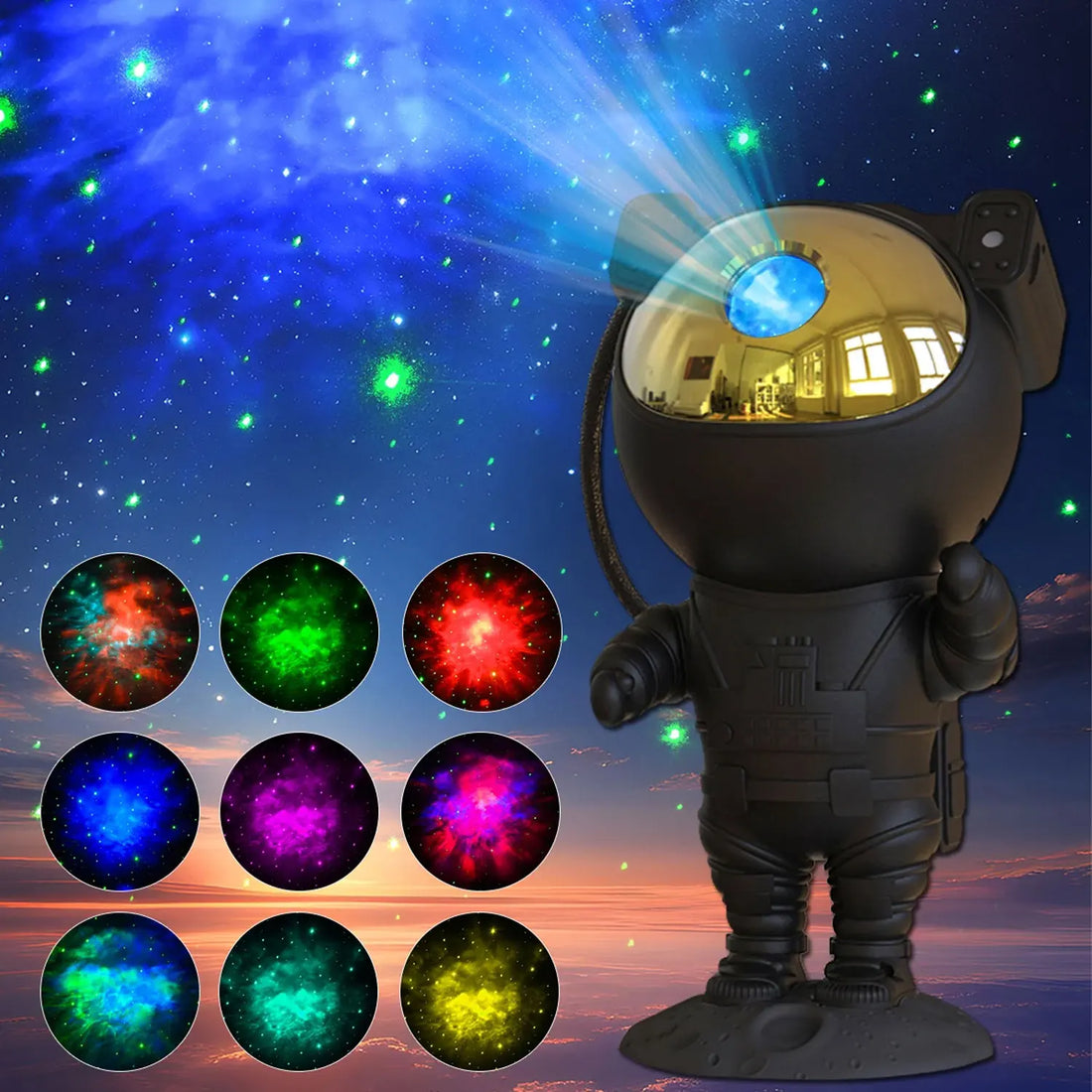 Projetor Estrelado Astronauta – Luminária LED Noturna 360° com Cabeça Móvel | Decoração de Quarto Infantil e Presente Criativo