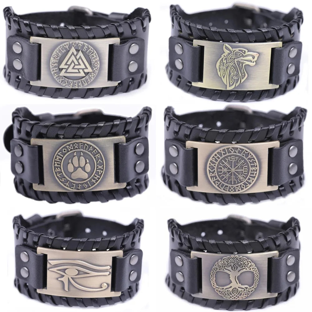 Pulseira Viking em Couro – Força, Proteção e Espírito Guerreiro