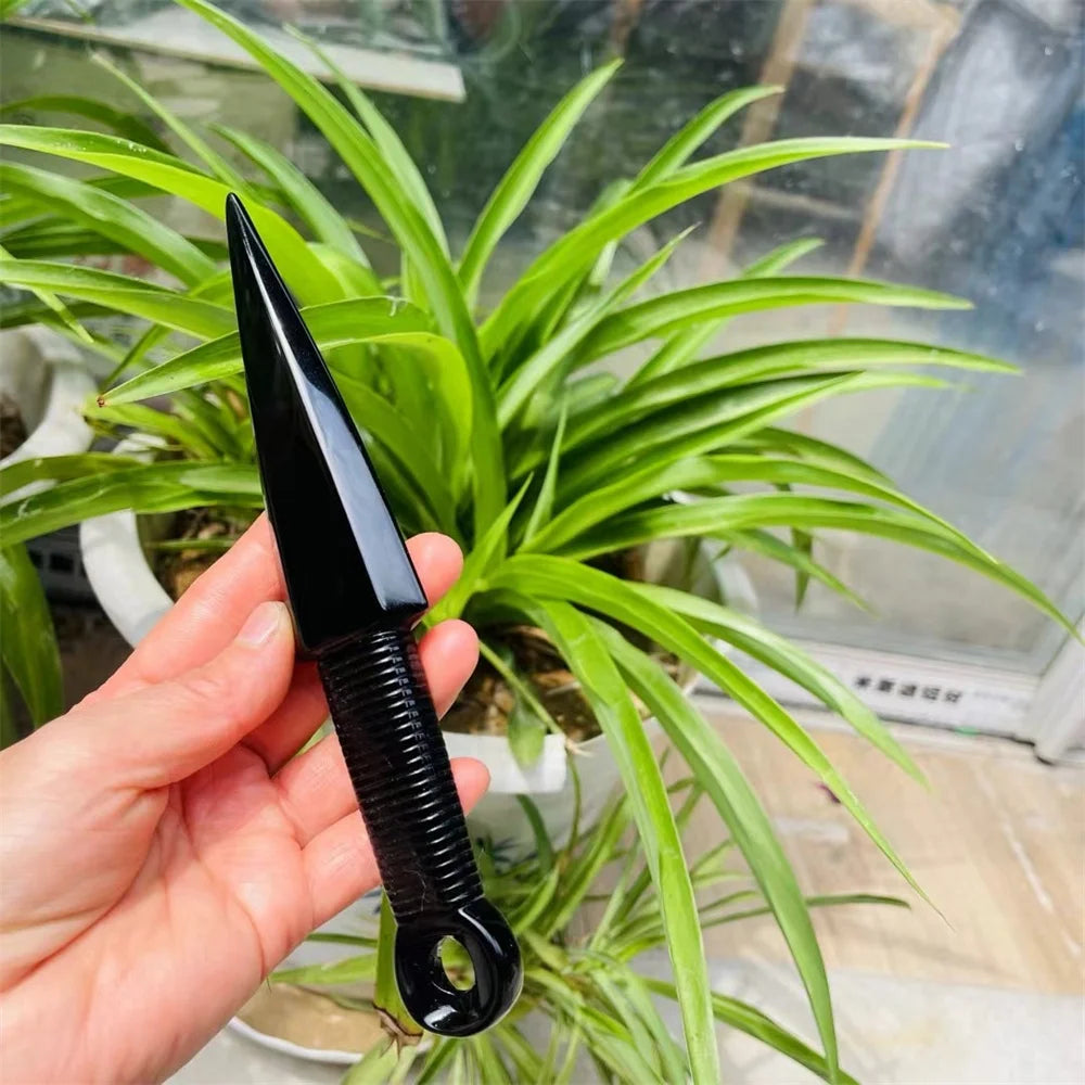 Adaga de Obsidiana Natural – Pedra de Proteção Espiritual, Cristal de Cura | Talismã Mágico, Ornamento
