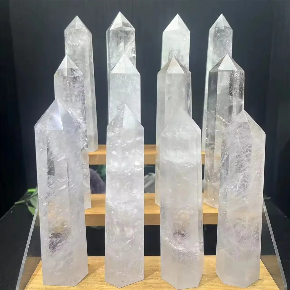 Torre de Quartzo Transparente Grande | Cristal Branco Natural para Decoração e Energia