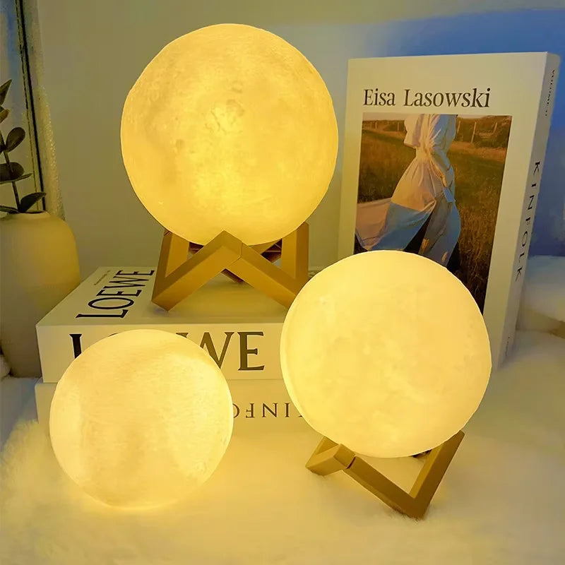 Luminária Lua 3D com LED – Luz Noturna Decorativa com  Cores para Quarto e Presente Criativo