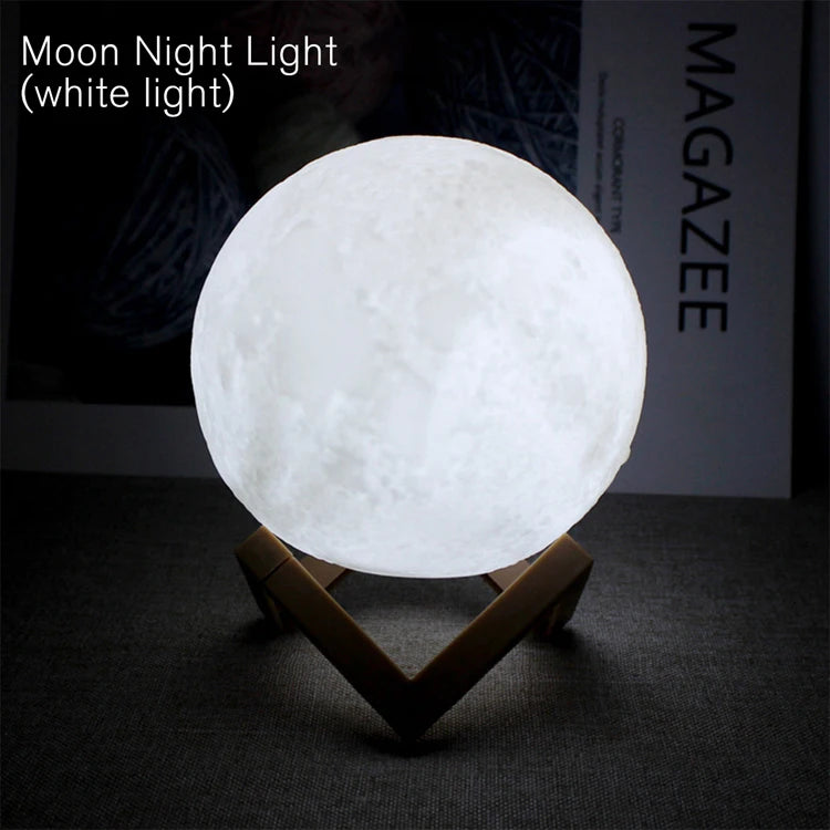 Luminária Lua 3D com LED – Luz Noturna Decorativa com  Cores para Quarto e Presente Criativo