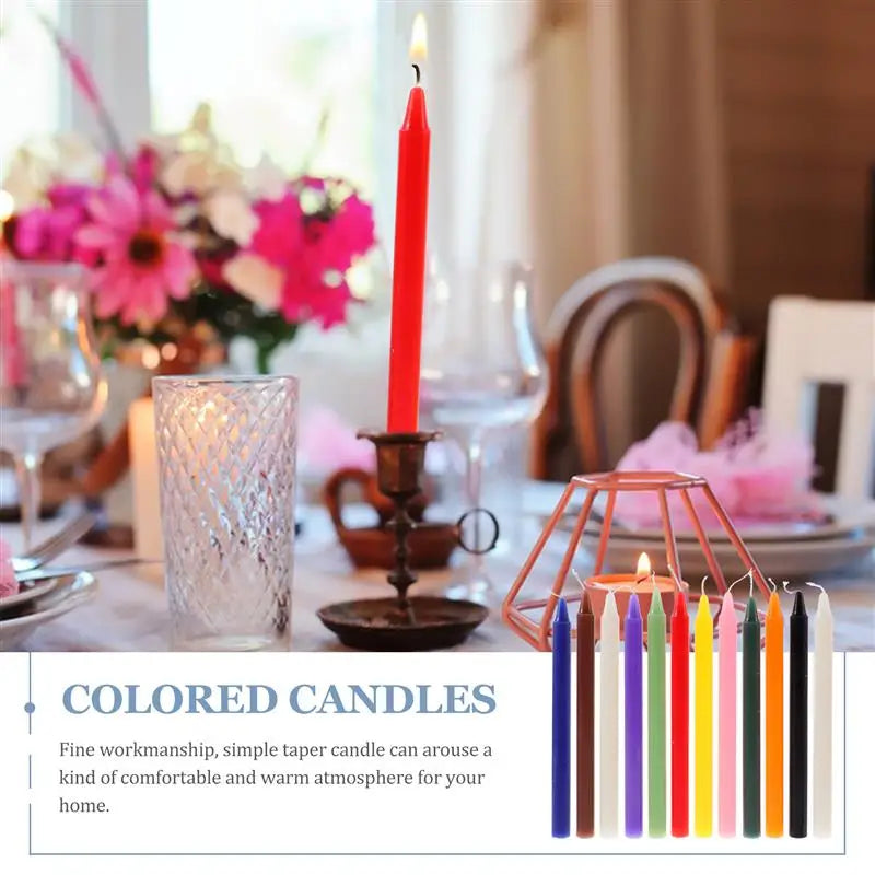 Velas Colorida – 12 Unidades | Energia, Intenção e Decoração Espiritual