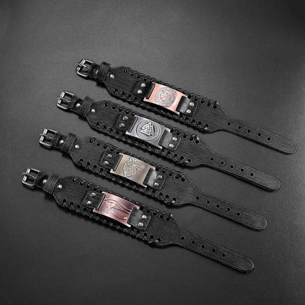 Pulseira Viking em Couro – Força, Proteção e Espírito Guerreiro