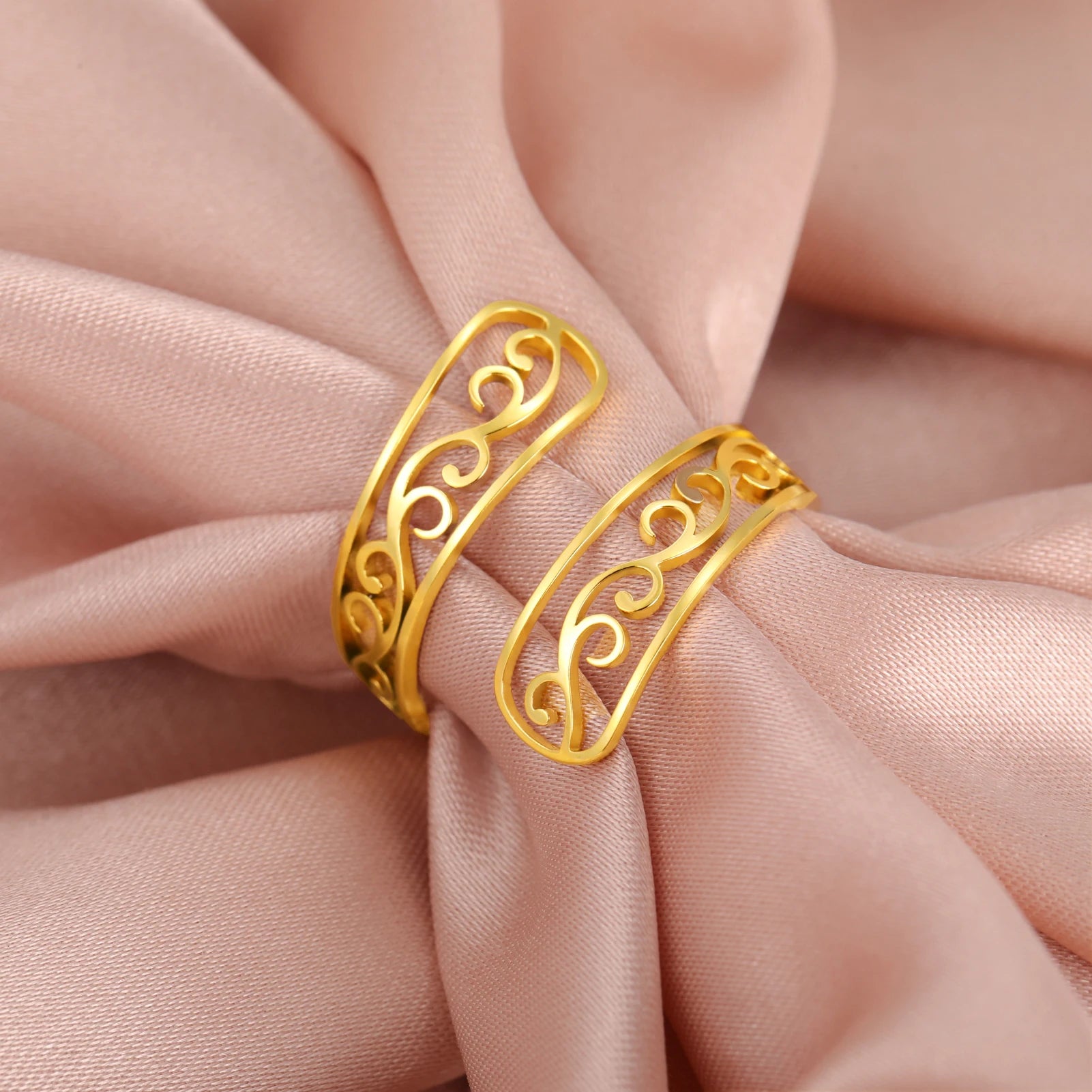 Anel Feminino filigrana Ajustável em Aço Inoxidável 18k | Elegante, Hipoalergênico e Durável