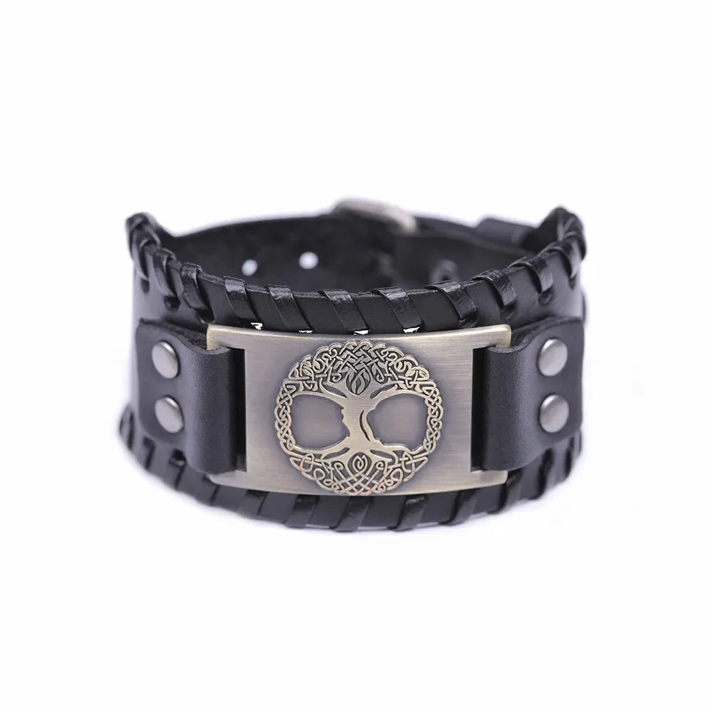 Pulseira Viking em Couro – Força, Proteção e Espírito Guerreiro