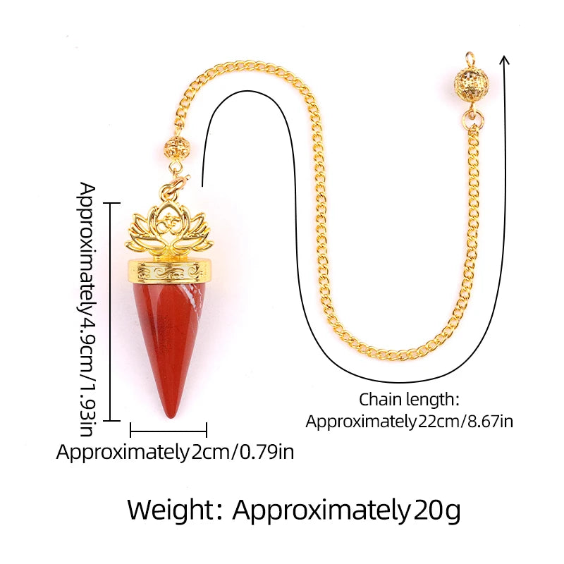 Pêndulo Cone de Lótus Dourado em Pedra Natural – 20x49mm  Joia mística para proteção, equilíbrio e criação de acessórios