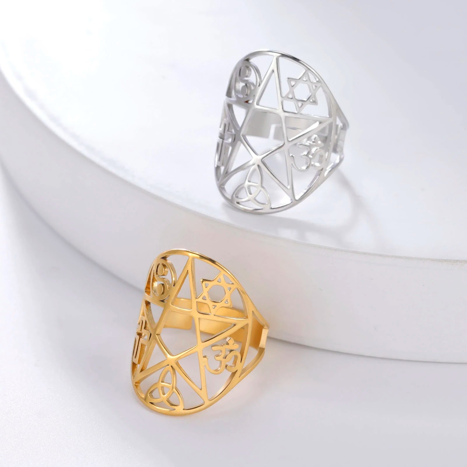 🔮 Anéis Ajustáveis de Simbologia Sagrada – Proteção, Equilíbrio e Poder Interior
