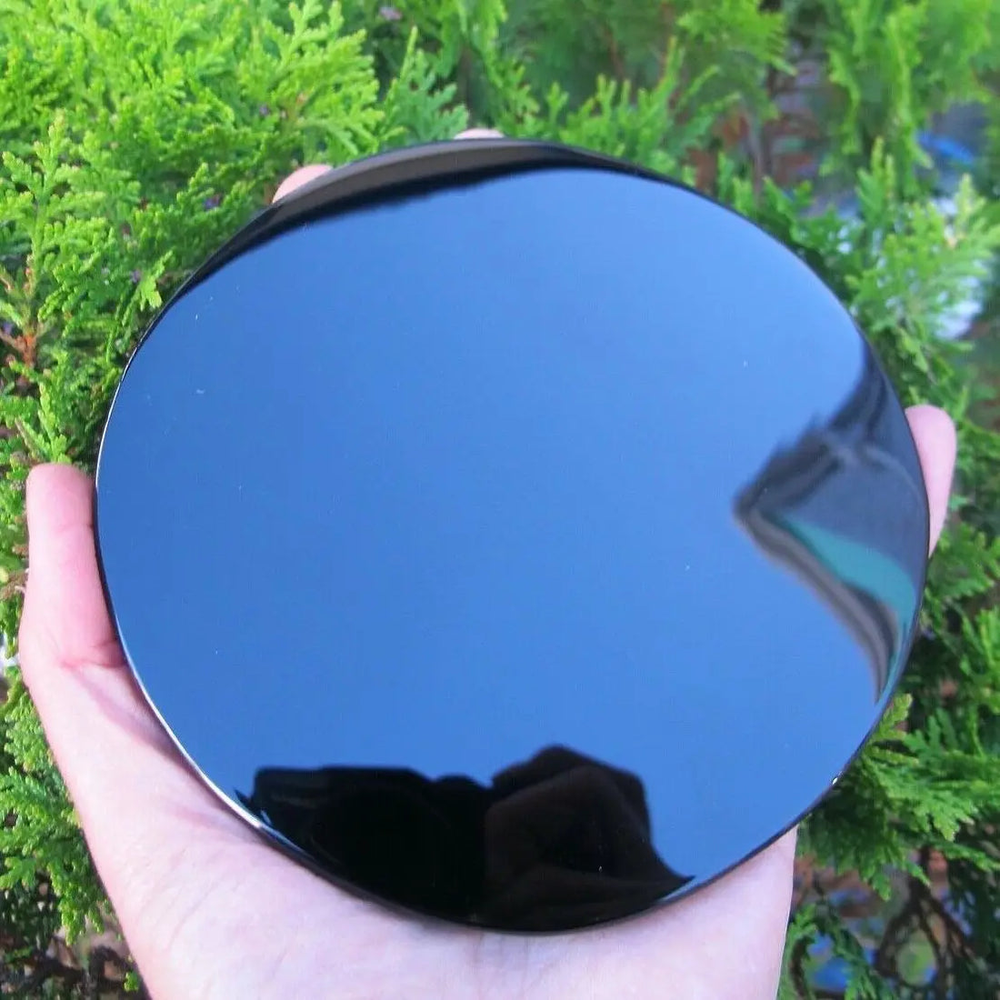 Espelho de Obsidiana Negra Natural – Vidência, Proteção e Decoração Mística