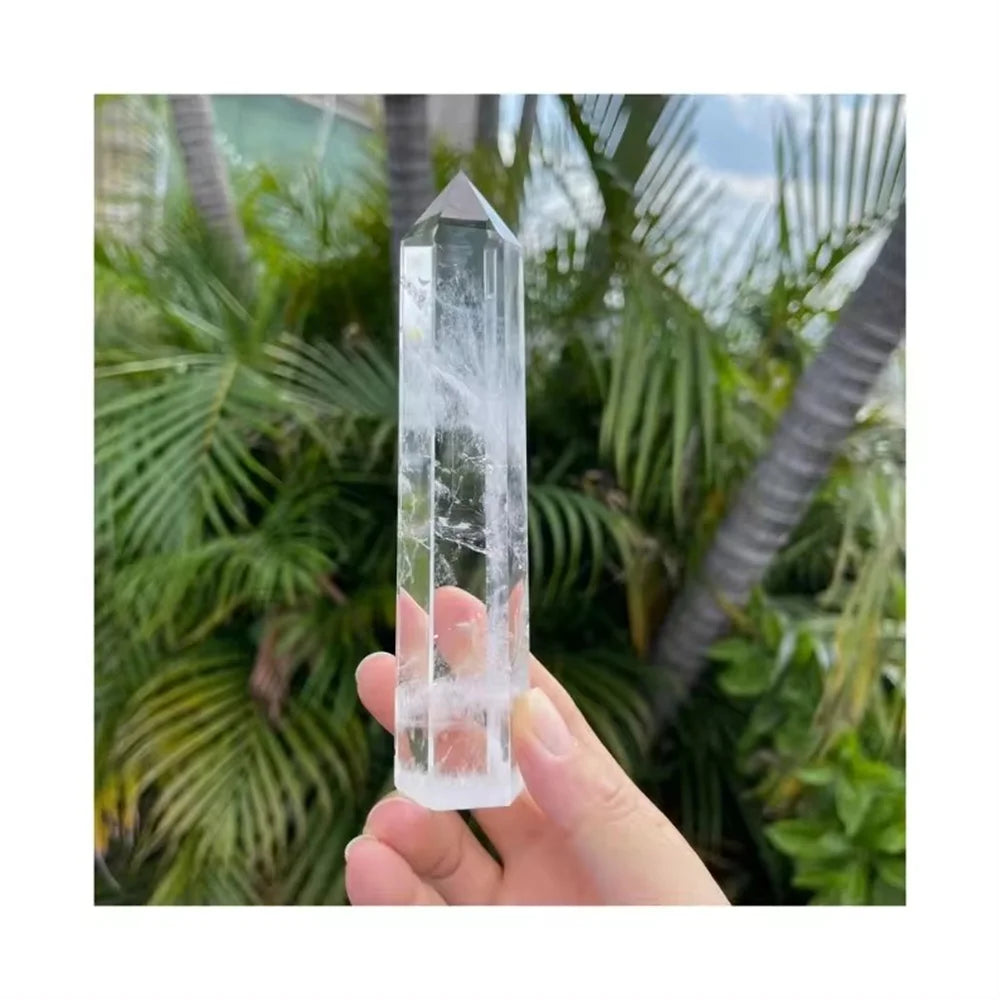 Torre de Quartzo Transparente Grande | Cristal Branco Natural para Decoração e Energia