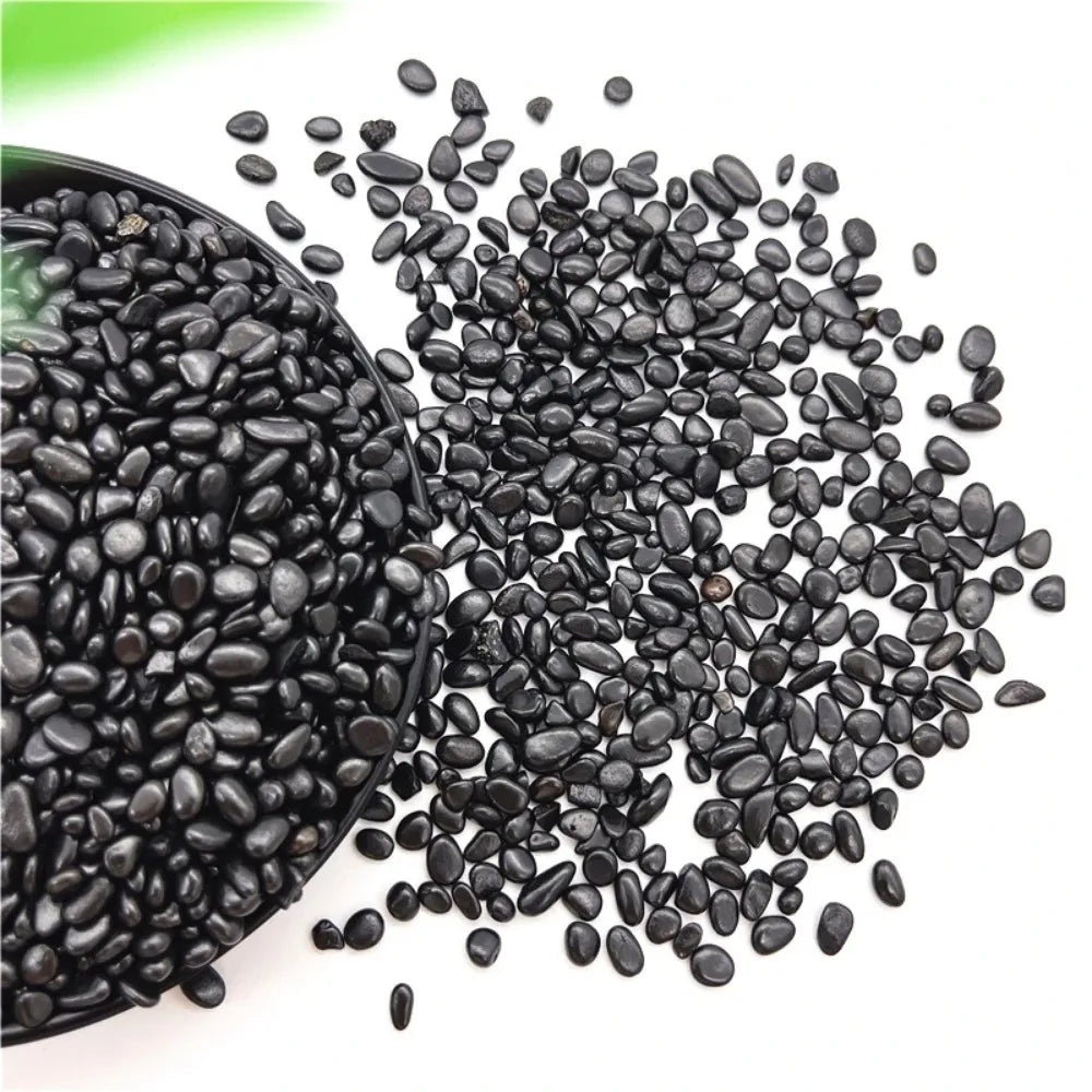 Cascalho Natural de Shungite Preto – Cristal de Cura para Chakras, Decoração para Casa, Amuleto da Sorte