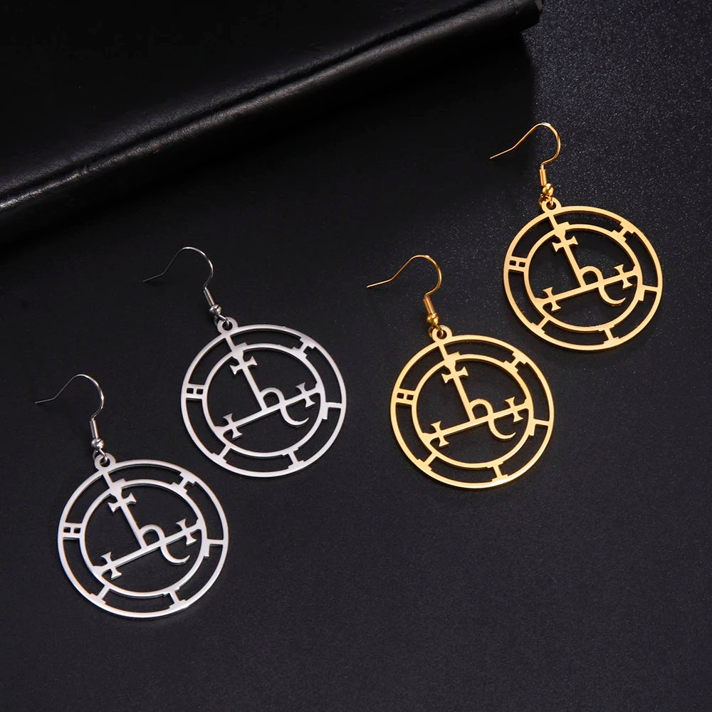 Argolas com Pentagrama, Roda de Hécate e Sigilo de Lilith – Joias Místicas em Aço Inoxidável