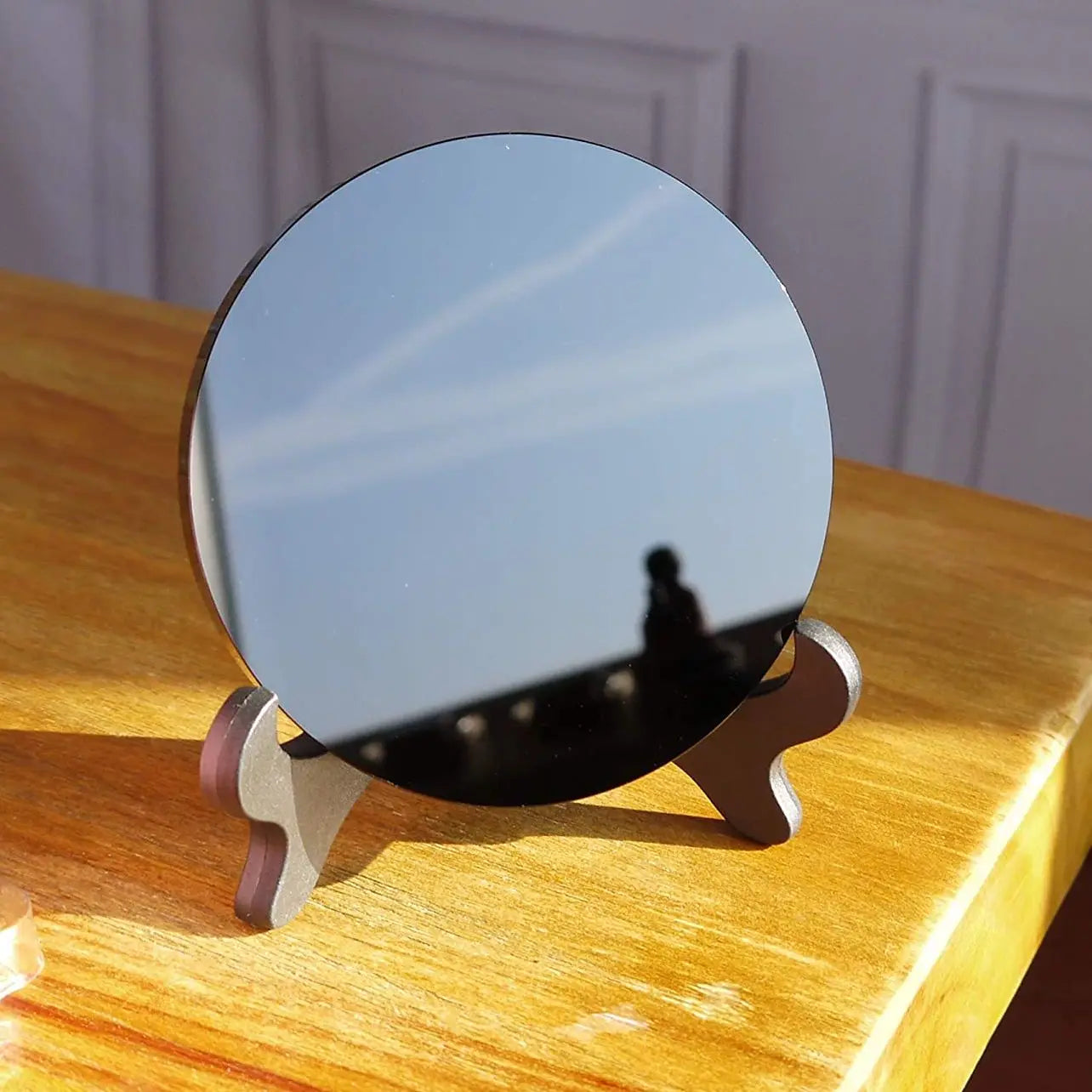 Espelho de Obsidiana Negra Natural – Vidência, Proteção e Decoração Mística