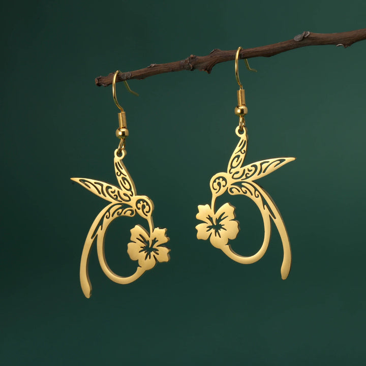Brincos Beija-Flor– Aço Inoxidável Dourado/Prateado | Joia Animal Feminina Elegante e Romântica | Presente Ideal