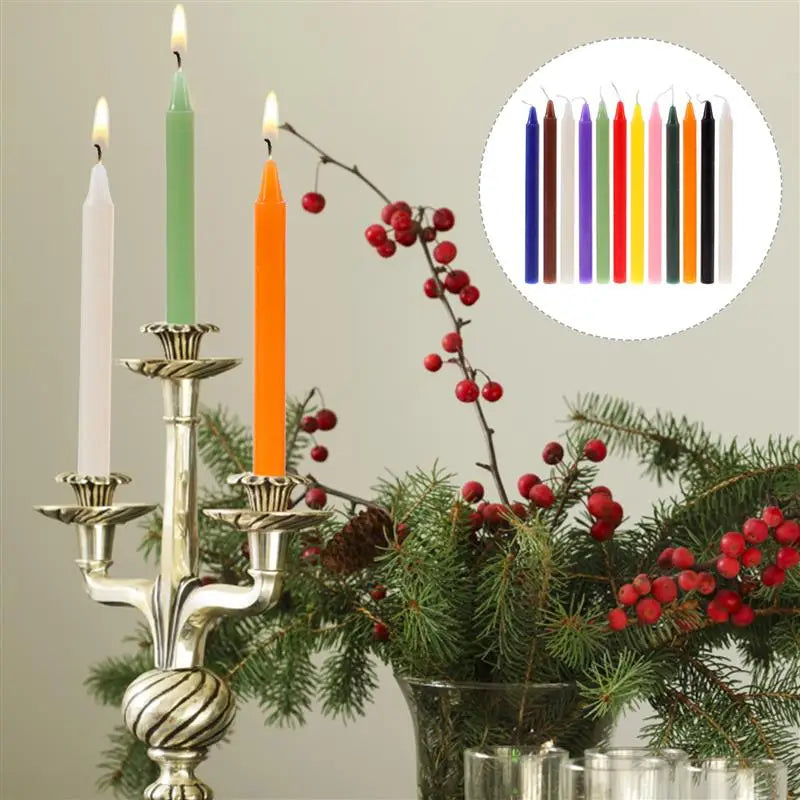 Velas Colorida – 12 Unidades | Energia, Intenção e Decoração Espiritual
